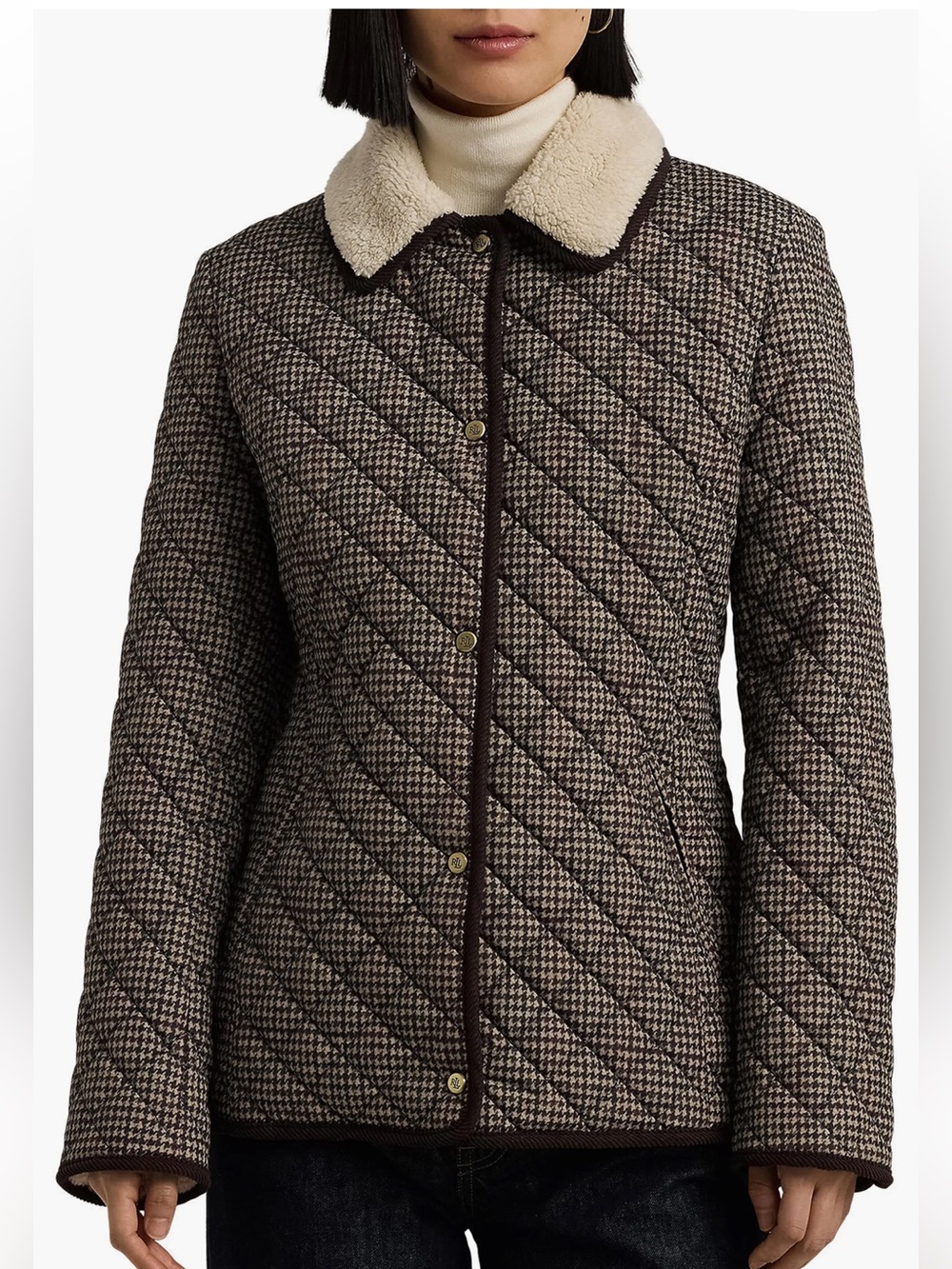 Lauren Ralph Lauren Black Label Quilted Blazer with Faux Shearling Lining large